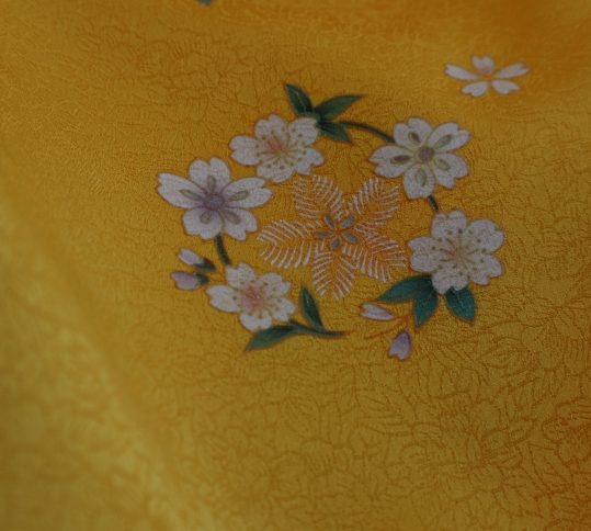 卒業式袴レンタルNo.565[シンプル]黄色・白桜で花の丸